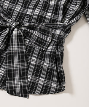 オフショルチェックシャツ