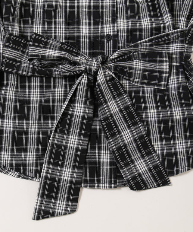 オフショルチェックシャツ