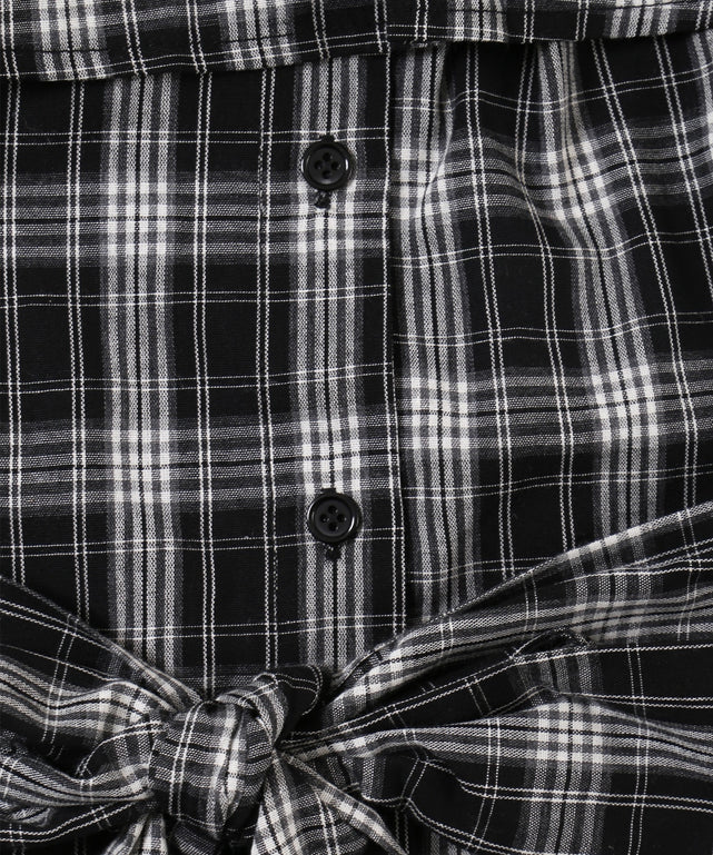 オフショルチェックシャツ