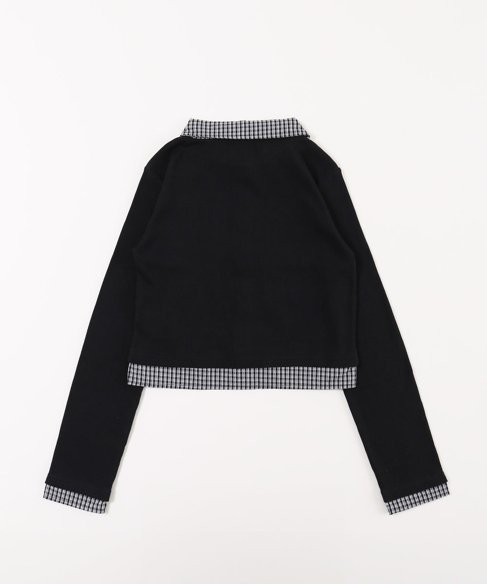 チェックドッキングリブカーディガン