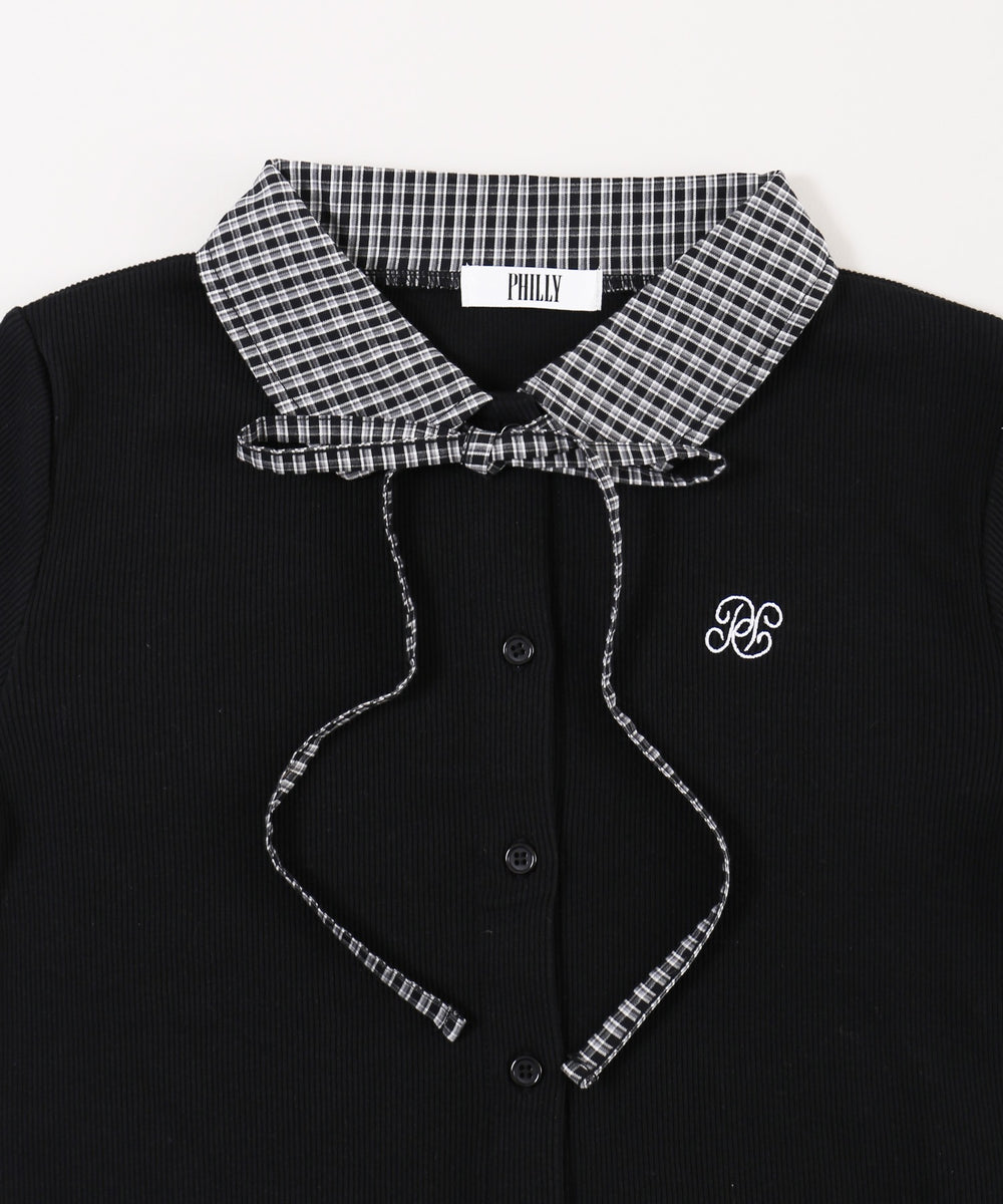 チェックドッキングリブカーディガン