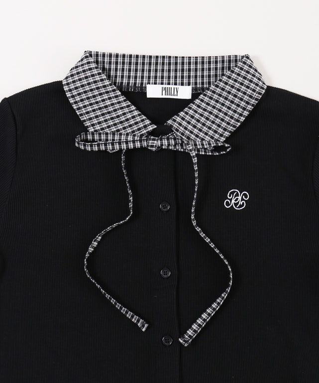 チェックドッキングリブカーディガン