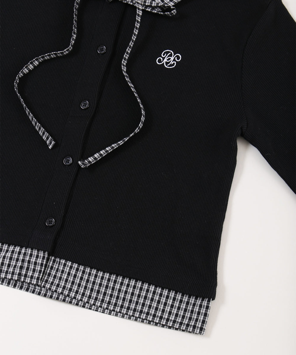 チェックドッキングリブカーディガン