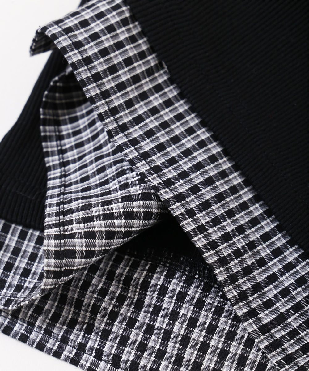 チェックドッキングリブカーディガン