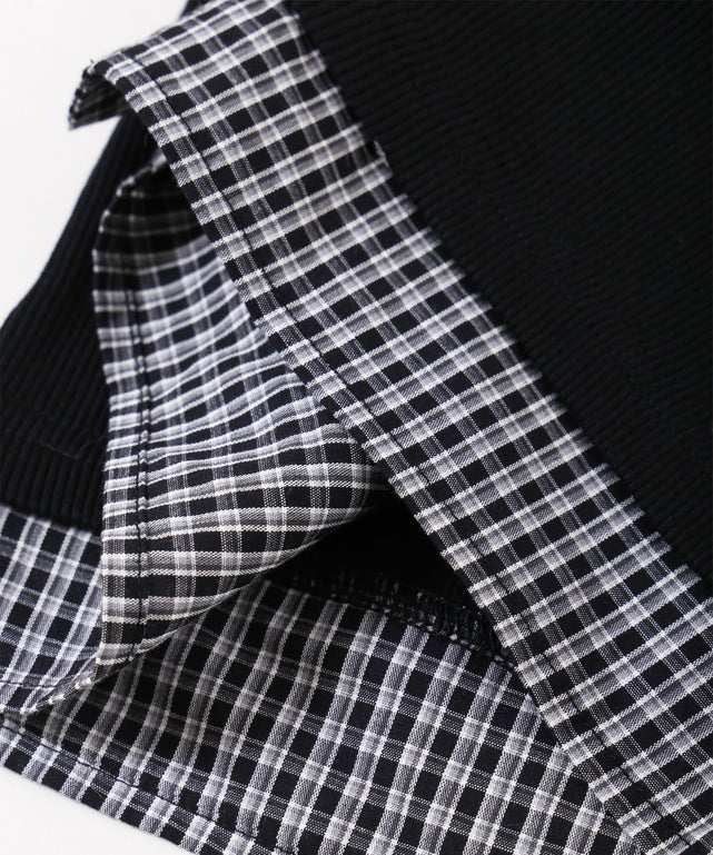 チェックドッキングリブカーディガン