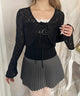 ベルスリーブリボンシアーカーディガン/ブラック モデル：160㎝ F着用