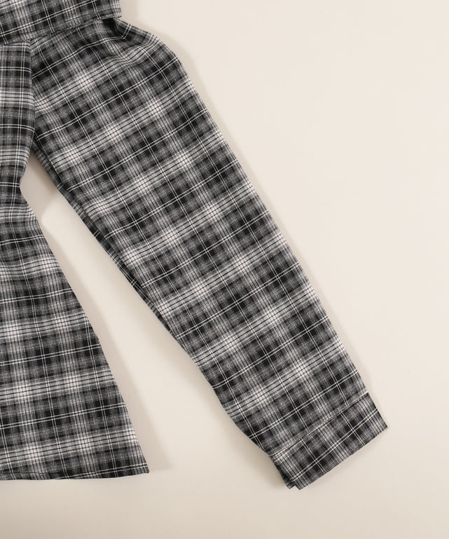 リボンベルトオフショルチェックシャツ