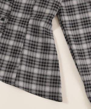 リボンベルトオフショルチェックシャツ