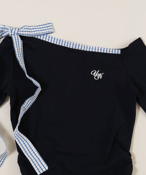 ショルダーリボンオフショルトップス