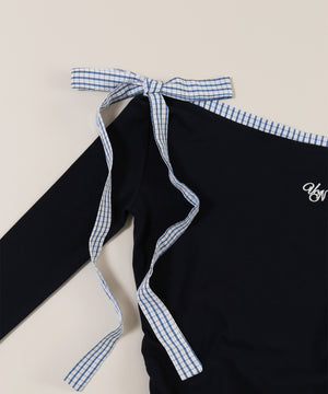 ショルダーリボンオフショルトップス