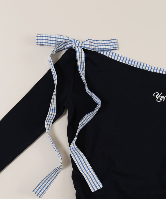 ショルダーリボンオフショルトップス