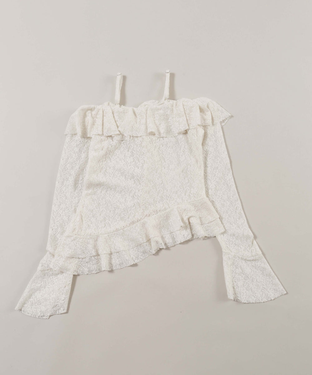 ベルスリーブレースオフショルトップス