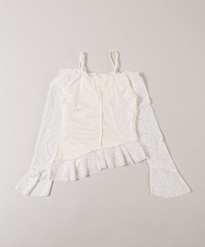 ベルスリーブレースオフショルトップス