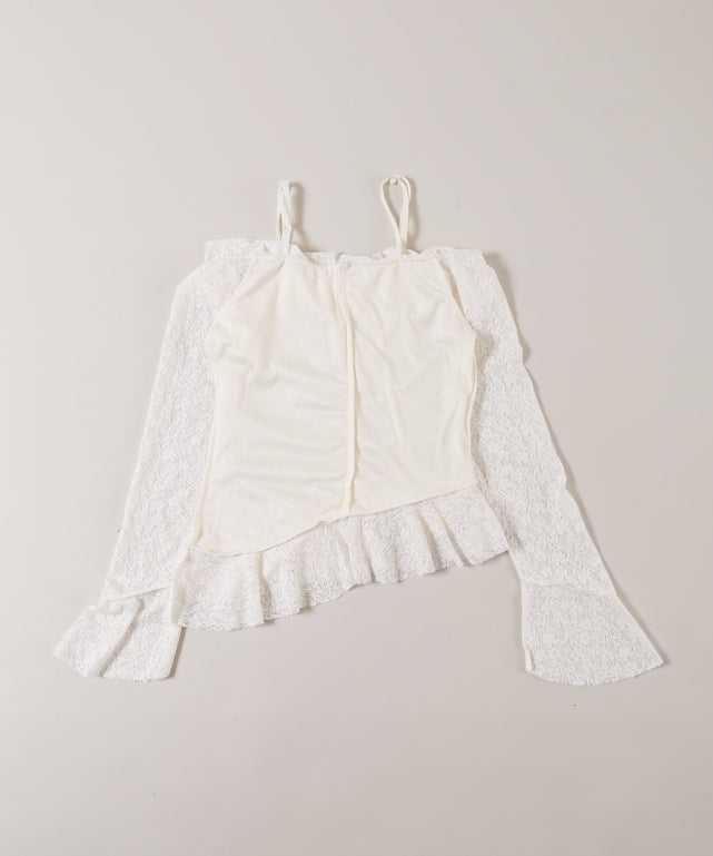 ベルスリーブレースオフショルトップス