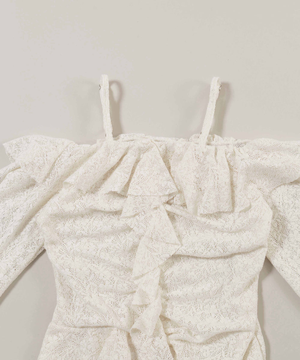 ベルスリーブレースオフショルトップス