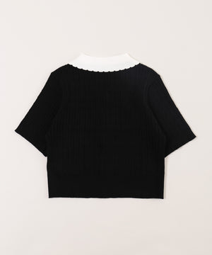 キンボタン半袖ニットカーディガン