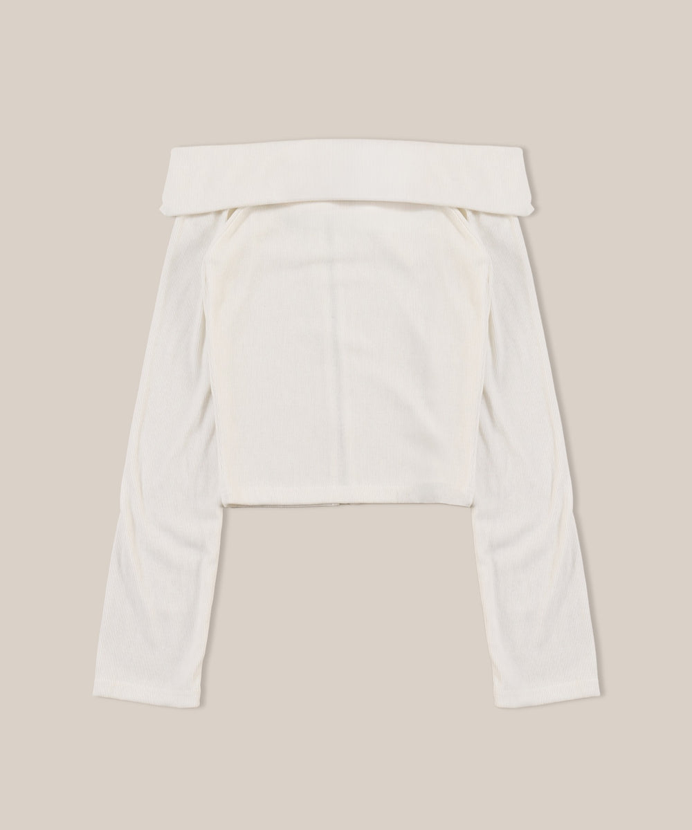 オフショルジップトップス