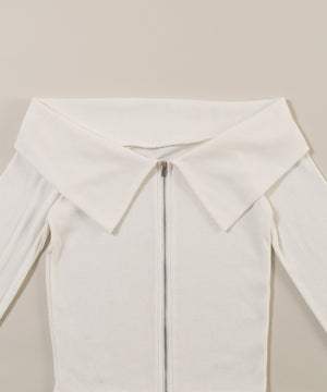 オフショルジップトップス