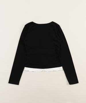 ヘンリーネックレースレイヤードトップス