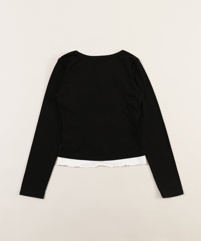 ヘンリーネックレースレイヤードトップス