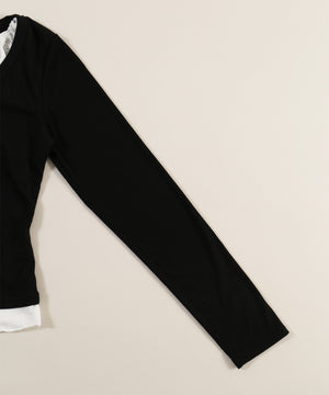 ヘンリーネックレースレイヤードトップス