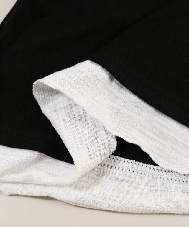 ヘンリーネックレースレイヤードトップス