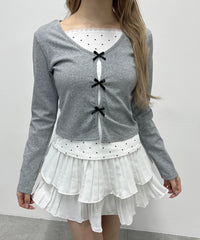 ドットレイヤードリボントップス