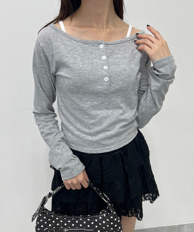 キャミセットヘンリートップス/グレー モデル：157㎝ F着用