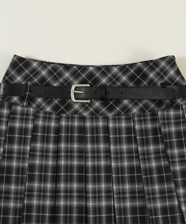 ベルトセットチェックミニスカート