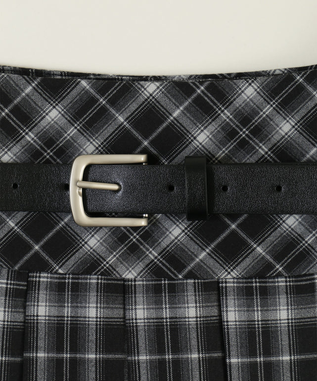 ベルトセットチェックミニスカート