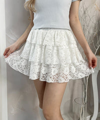 3段レースティアードミニスカート