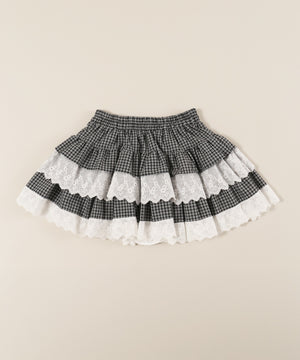 レースサンドチェックミニスカート