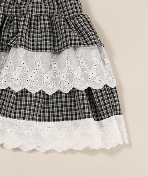 レースサンドチェックミニスカート