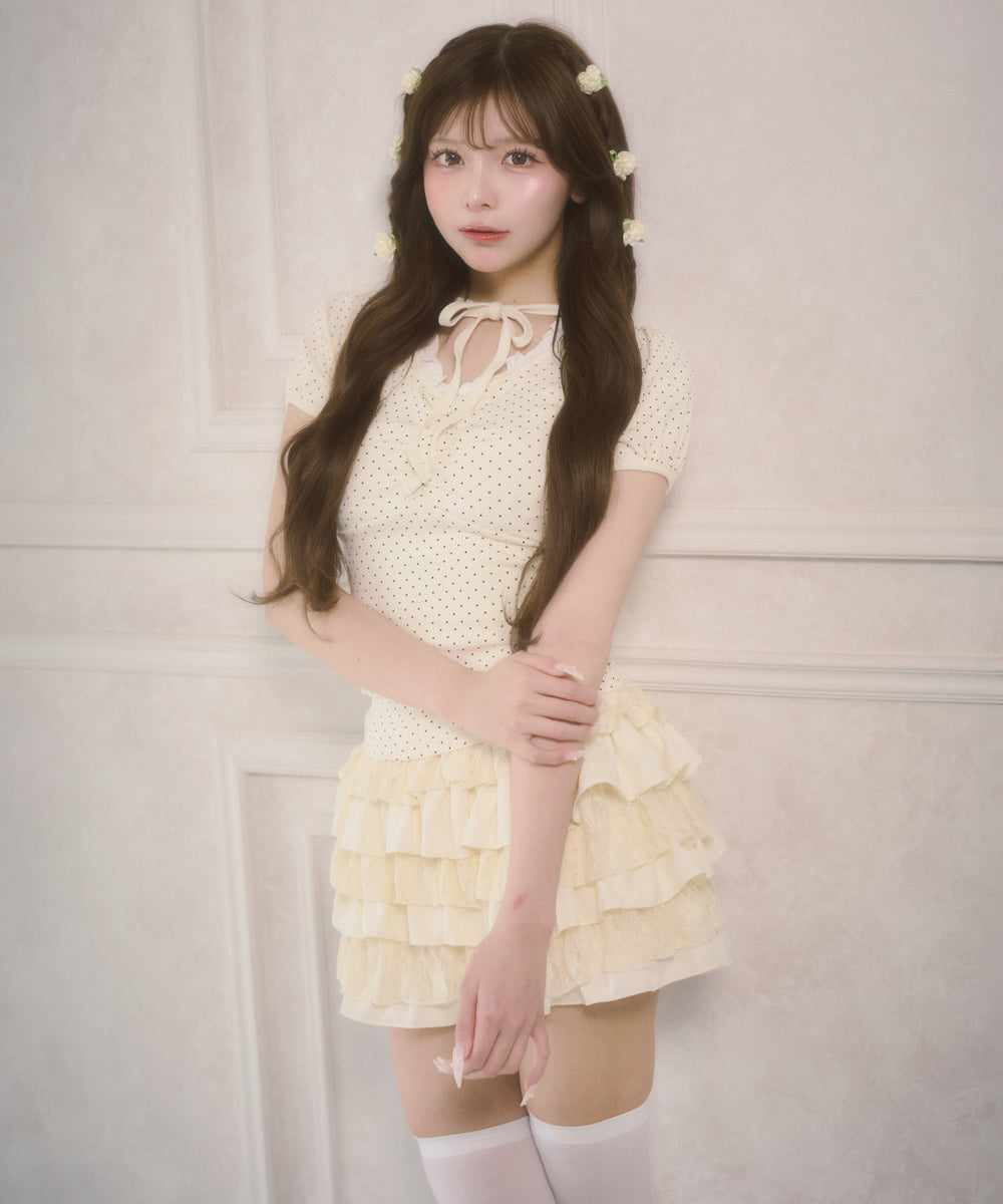 レースコンビフリルミニスカート