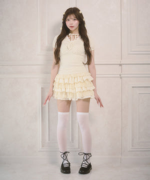 レースコンビフリルミニスカート
