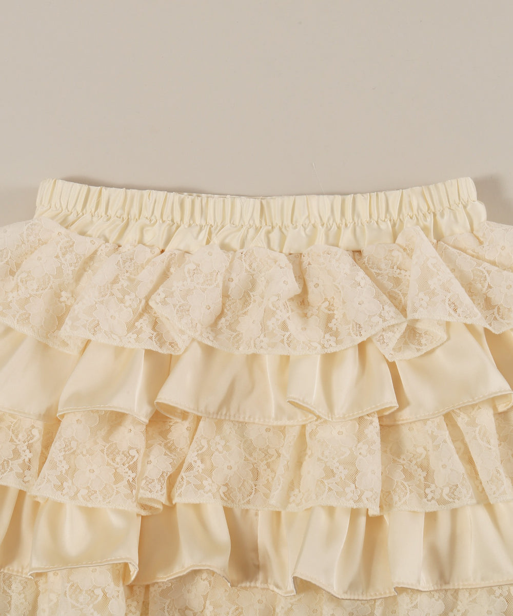 レースコンビフリルミニスカート