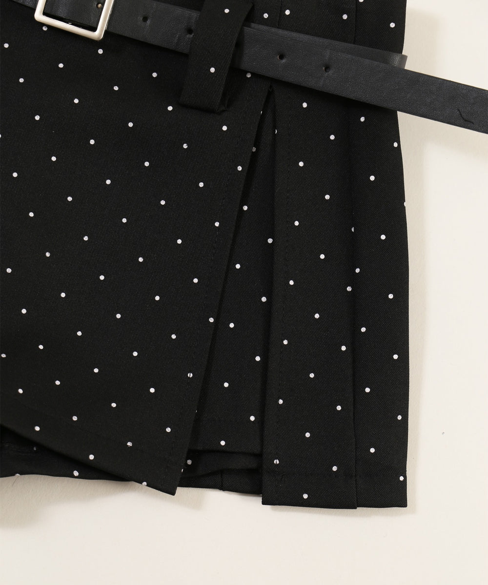 ベルトツキドットスカートパンツ