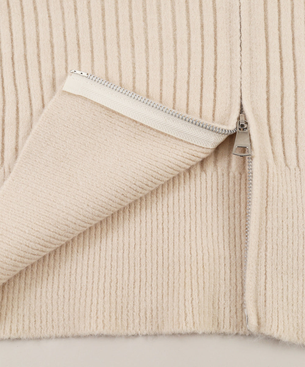 ファーカラージップニットカーディガン