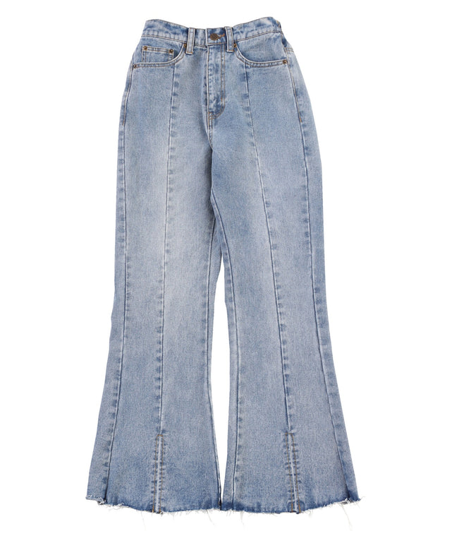 フロントスリットデニムフレアパンツ