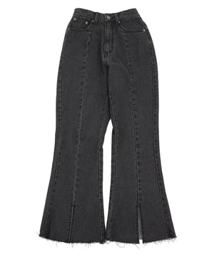 フロントスリットデニムフレアパンツ