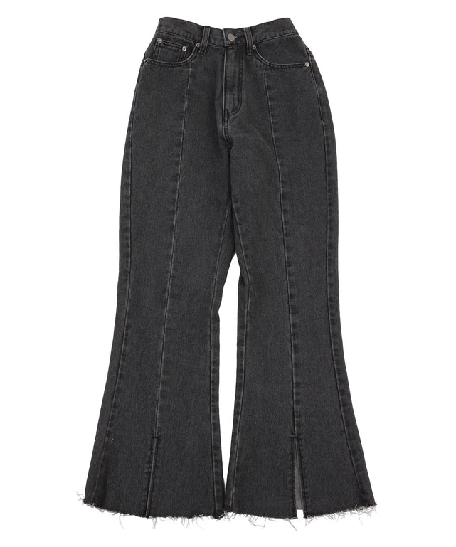 フロントスリットデニムフレアパンツ