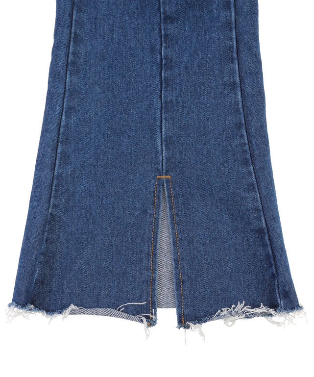 フロントスリットデニムフレアパンツ