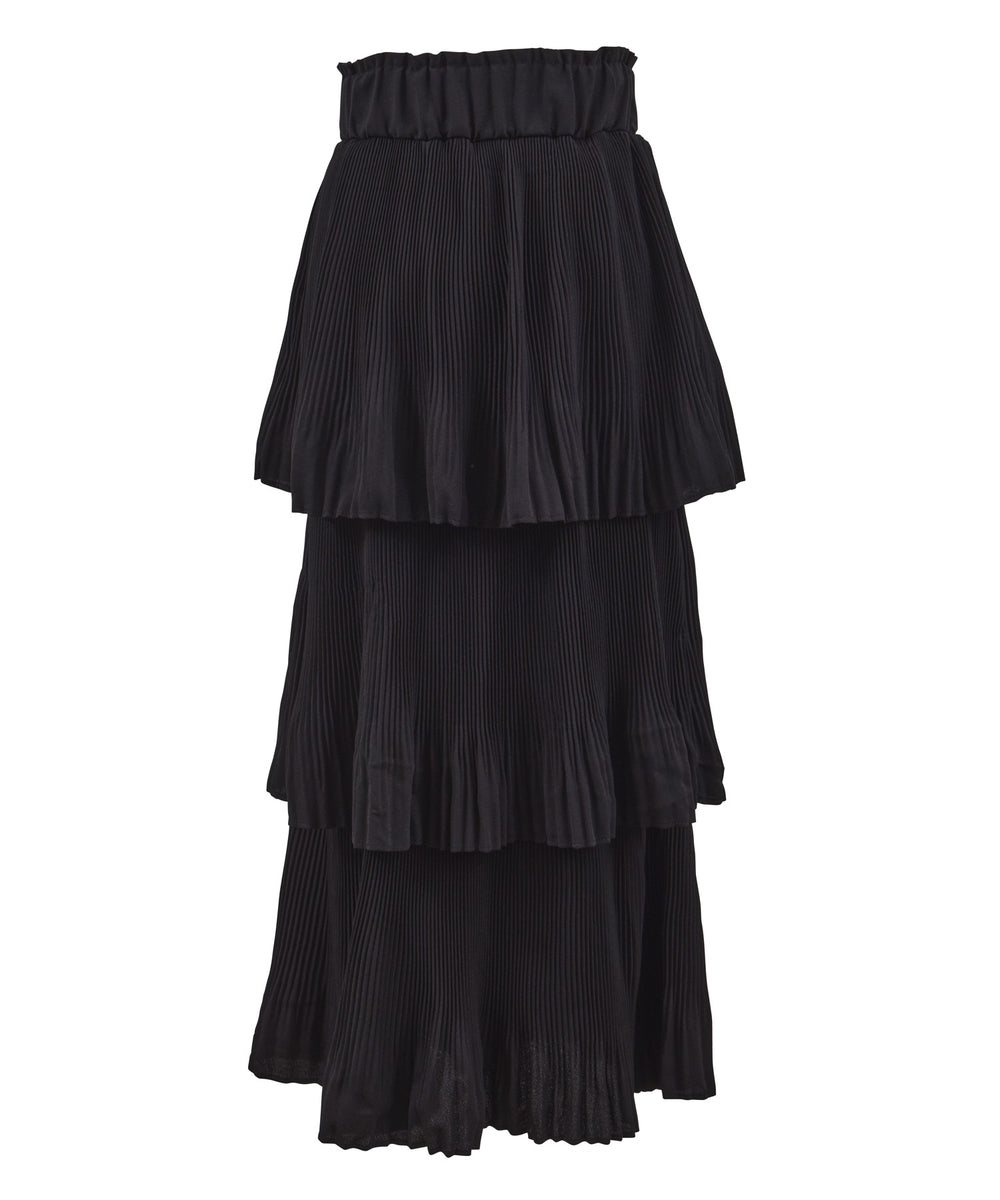 プリーツティアードロングスカート