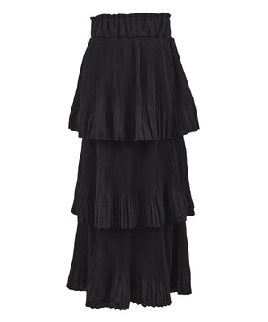 プリーツティアードロングスカート