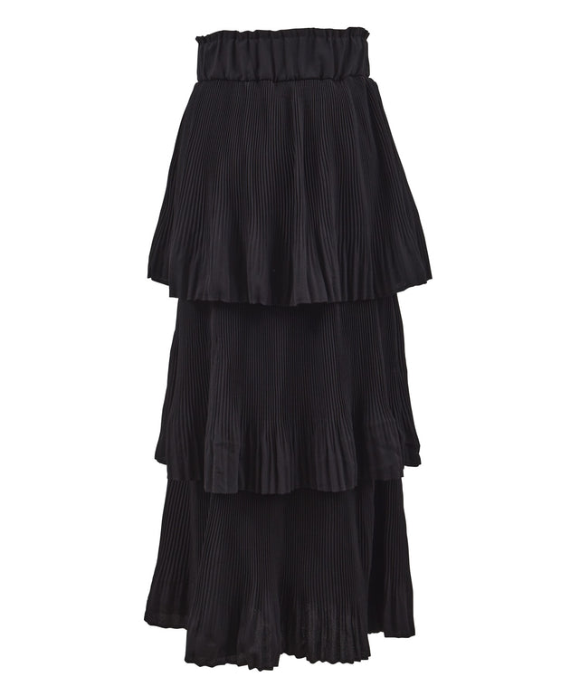 プリーツティアードロングスカート