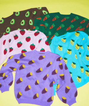 フード総柄ニット