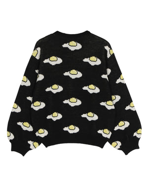 フード総柄ニット