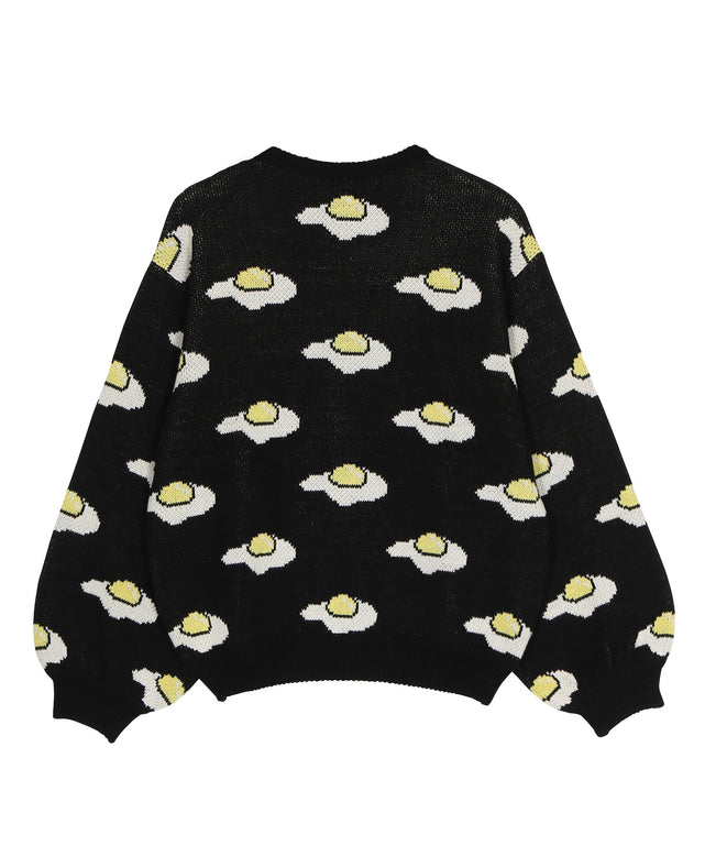 フード総柄ニット