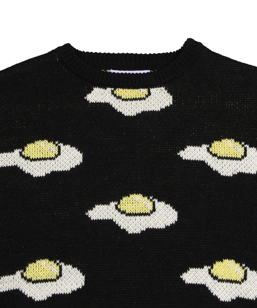 フード総柄ニット