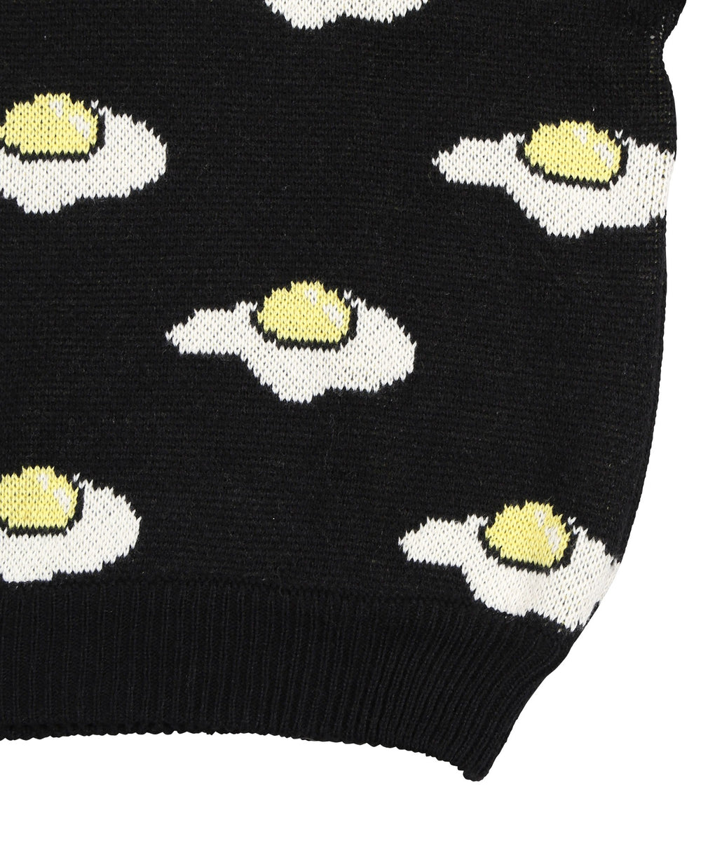 フード総柄ニット